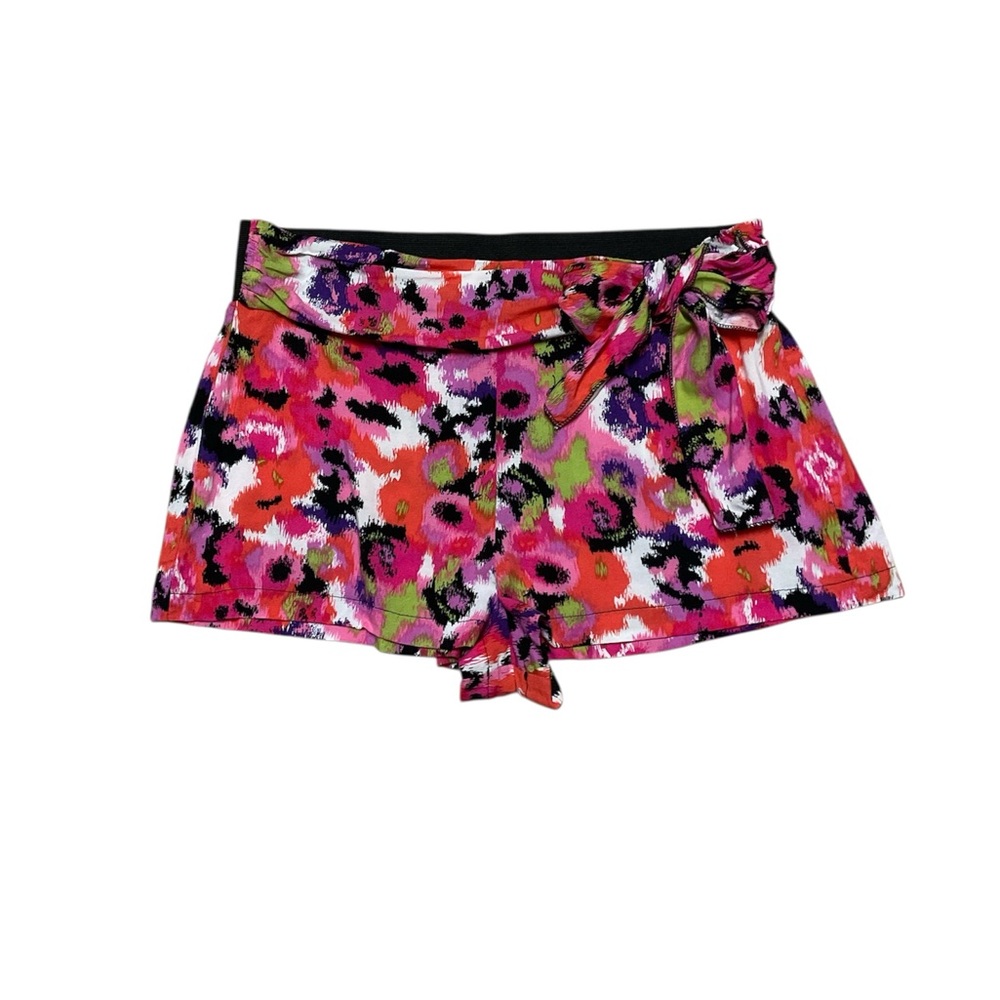 Valia Floral Shorts Women’s L Pink Multicolor Pull On Casual Elastic Waist